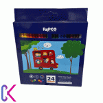 مداد رنگی پاپکو بسته ۲۴ رنگ با جعبه مقوایی، مناسب برای طراحی و نقاشی با رنگ‌های متنوع و کیفیت بالا