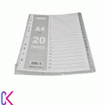 دیوایدر پلاستیکی 20 تایی شماره دار مناسب دسته‌بندی اسناد با طراحی مقاوم و کاربردی برای استفاده در کلاسورها و زونکن‌ها