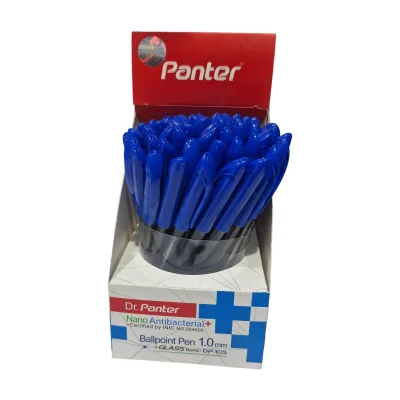 پک ۵۰ تایی خودکار پنتر DP105 – آنتی‌باکتریال این پک شامل **۵۰ عدد خودکار پنتر DP105 آنتی‌باکتریال** است که با جوهر باکیفیت و طراحی ارگونومیک، تجربه نوشتن روان و بهداشتی را برای مدرسه، دفتر کار و استفاده روزمره فراهم می‌کند.