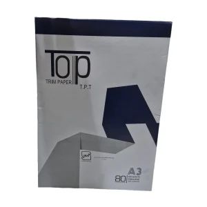 نمای روی جلد بسته‌بندی کاغذ A3 تاپ – نشان‌دهنده لوگو، نام محصول و بسته‌بندی شکیل